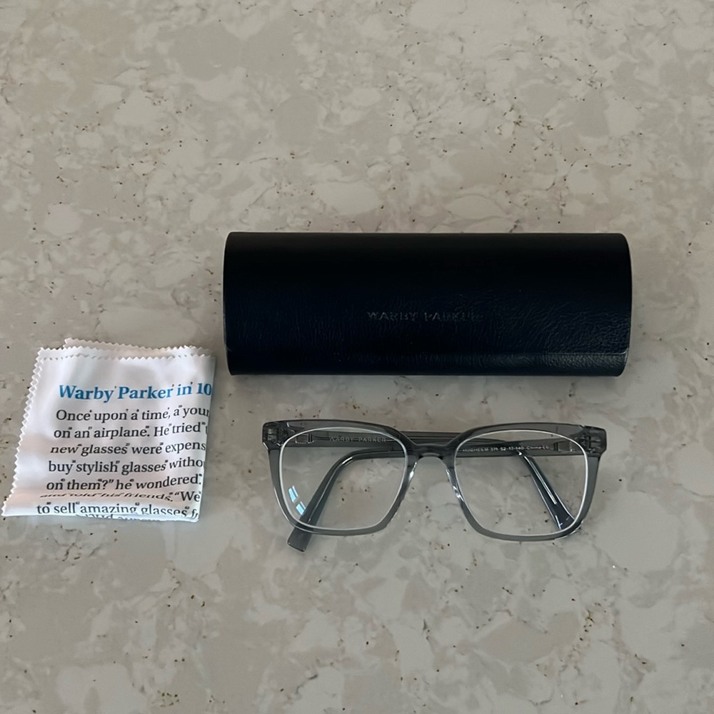 Warby Parker Hughes - Pacific Crystal. Case and cloth included!
